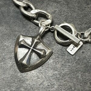 Shield Cross Necklace Unisex Silver Pendant Mens Women's Bulky Chain New